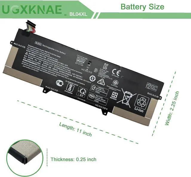 Alt view image 7 of 7 - BL04XL Laptop Battery Replacement for Hp EliteBook X360 1040 G5 X360 1040 G6 Series HSTNN-UB7N HSTNN-DB8M HSTNNUB7N L07041855 L07041-855 L07353-2C1 L07353-241 L07353-541 7.7V
