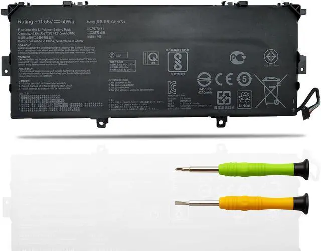 Main image of C31N1724 Laptop Battery Replacement for Asus ZenBook 13 UX331FA U3100FAL UX331FAL UX331FAL-EG017R UX331FAL-EG028T UX331U UX331UA UX331UAL UX331UN UX461FN Series C31PQCH 0B200-02750100M 0B200-02750000