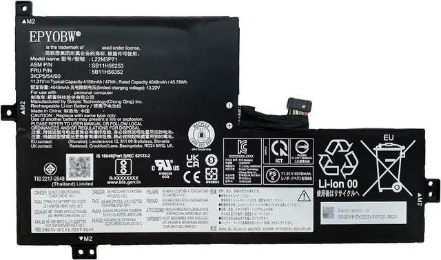 Main image of L22M3P71 Laptop Battery 47Wh 4156mAh 3-Cell 11.31V Compatible with Lenovo 100w Gen 4 / 300w Yoga Gen 4 / 500w Yoga Gen 4 Series L22D3P71 L22C3P70