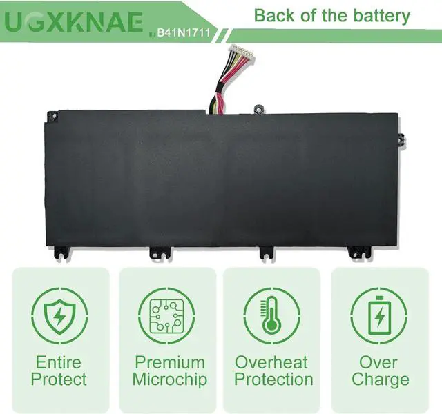 Alt view image 6 of 7 - B41N1711 Laptop Battery Replacement for Asus ROG Strix GL703GE GL503VD GL503VM ZX63V Station 17 PX705GD PX705GM TUF Gaming FX705DD FX705DU Series Notebook B41BN95 B41BN9H 15.2V (Long Cable)