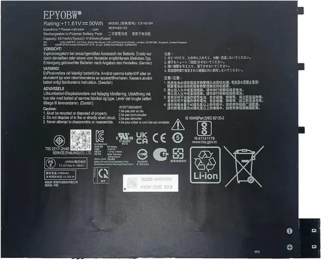 Main image of C31N2104 Laptop Battery 50Wh 4311mAh 3-Cell 11.61V Compatible with Asus Vivobook 13 Slate T3300KA 2-in-1 Series 3ICP4/53/122