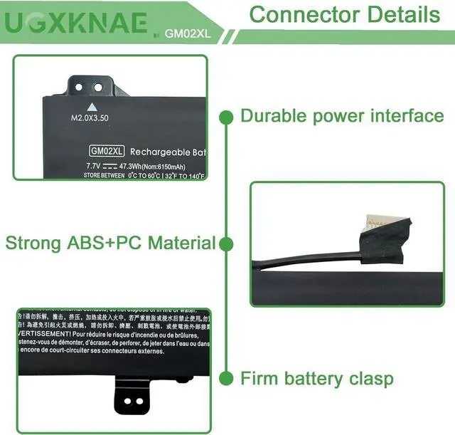 Alt view image 3 of 7 - GM02XL Laptop Replacement Battery for HP Chromebook X360 11 G1 Chromebook 14 G5 14-CA000NA 11 G6 G7 EE Series Notebook 917725-855 GMO2XL HSTNN-DB7X HSTNN-UB7M 917679-271 7.7V 47.3WH 6150MAH