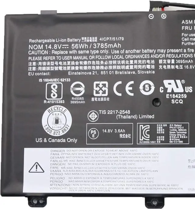 Alt view image 2 of 5 - 00HW000 00HW001 SB10F46438 SB10F46439 4ICP7/52/76 Laptop Battery Replacement for Lenovo ThinkPad S3 Yoga 14 Series Notebook 20DM 20DN (14.8V 56Wh)