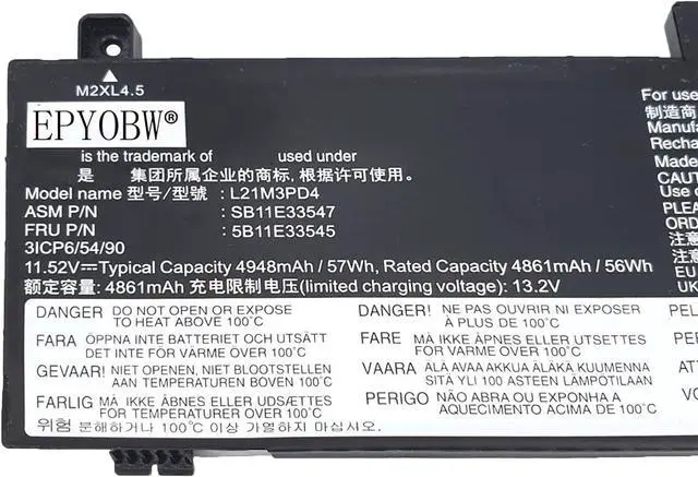 Alt view image 2 of 3 - L21M3PD4 Laptop Battery 57Wh 4948mAh 3-Cell 11.52V Compatible with Lenovo ThinkPad NEO 14 Series L21D3PD4 L21C3PD4