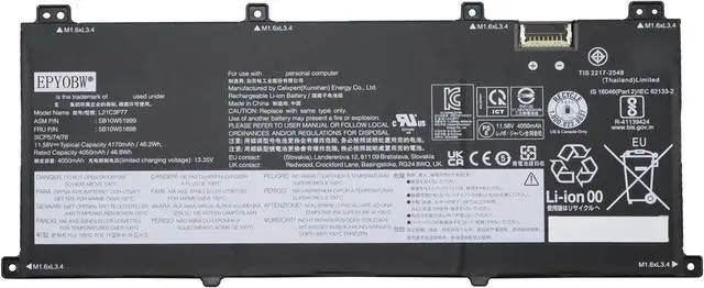 Main image of L21C3P77 Laptop Battery 48.2Wh 4170mAh 3-Cell 11.58V Compatible with Lenovo ThinkPad X1 Fold 16 Gen 1 21ES / ThinkPad X1 Fold 16 Gen 1 21ET Series L21M3P77 L21M3P75