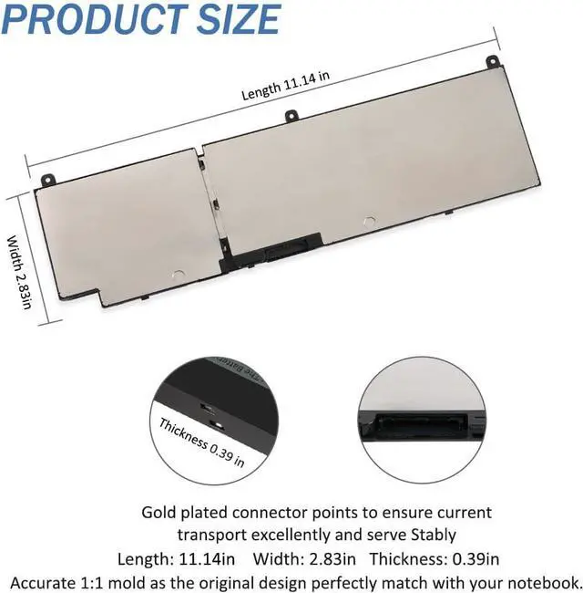 Alt view image 3 of 5 - PKWVM Laptop Battery Replacement for Dell Precision 550 7560 7750 7760 Mobile Workstation P44E P93F P44E001 P44E002 P93F001 P93F002 New Battery for C903V CR72X 17C06 0CR72X 0447VR 068N03 11.4V/95Wh