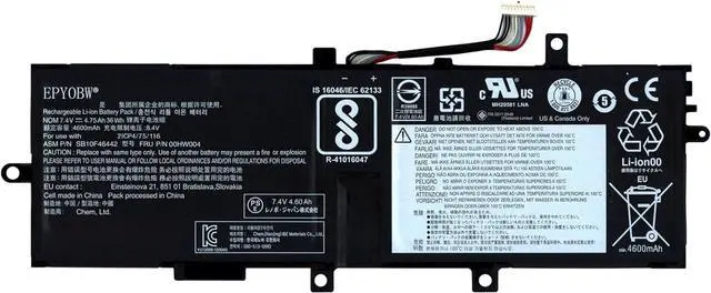 Main image of 00HW004 Laptop Battery 35Wh 4750mAh 2-Cell 7.4V Compatible with Lenovo ThinkPad Helix 20CG 20CH Series 00HW005 00HW010 00HW011 00HW007 00HW006