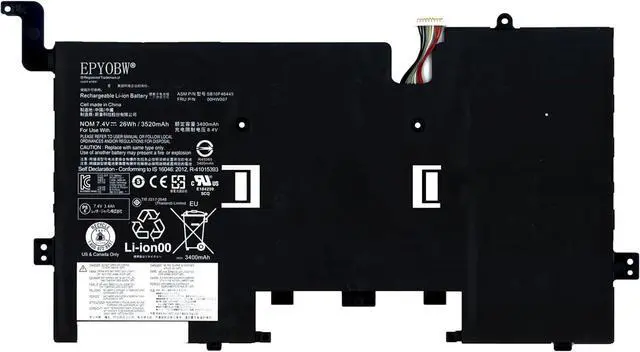Main image of 00HW007 SB10F46445 Laptop Battery 26Wh 3520mAh 4-Cell 7.4V Compatible with Lenovo ThinkPad Helix 2 Tablet Series 00HW004 00HW005 00HW006 00HW010 00HW011