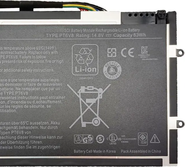 Alt view image 3 of 4 - PT6V8 Laptop Battery 63Wh 4-Cell Compatible with Dell Alienware M11x R1 / M11x R2 / M11x R3 / M14x R1 / M14x R2 Series 0PT6V8 8P6X6 T7YJ T7YJR 0T7YJR DKK25 0DKK25 KR-08P6X6 312-0984 999T2086F
