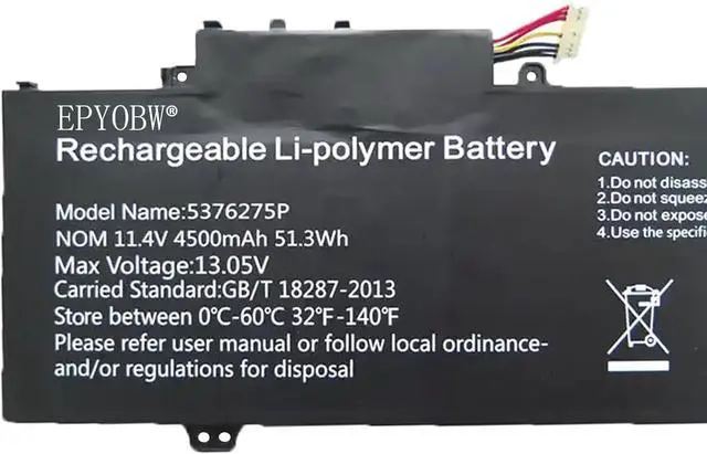 Alt view image 2 of 3 - 5376275P Laptop Battery 51.3Wh 4500mAh 3-Cell 11.4V Compatible with Gateway GWTN141-10BK / GWTN141-4 / GWTN156-5BL / Gwtn141-4bl Series UTL-509068-3S NV-509067-3S