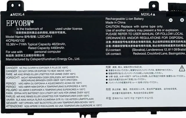 Alt view image 2 of 5 - L22C4PA1 Laptop Battery 71Wh 4623mAh 4-Cell 15.36V Compatible with Lenovo Yoga 7-16ARP8 83BS / Yoga 7-14ARP8 82YM Series L22D4PA1 L22M4PA1