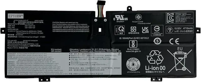 Main image of L21B4PH0 Laptop Battery 75Wh 4835mAh 4-Cell 15.52V Compatible with Lenovo IdeaPad Yoga 9 14IAP7 82LU Series L21D4PH0 L21C4PH0