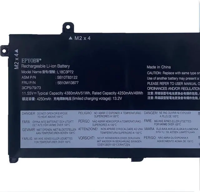Alt view image 2 of 5 - L18C3P72 Laptop Battery 51Wh Compatible with Lenovo ThinkPad T490 T495 P43S / ThinkPad P14s Gen 1 P14s Gen 2 / T14 Gen 1 T14 Gen 2 Series L18M3P73 L18M3P74 L18M4P73 L18L3P73 L18C3P71 L18M4P74