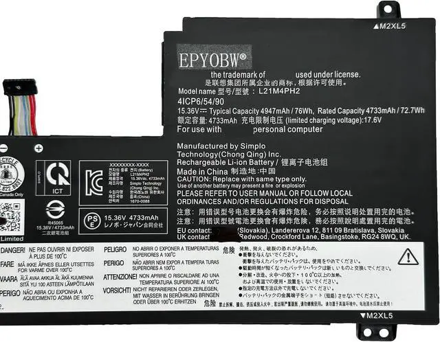 Alt view image 4 of 6 - L21M4PH2 Laptop Battery 76Wh 4-Cell Compatible with Lenovo Ideapad 5-15IAL7 / Ideapad 5-15ABA7 Series L21C4PH2 L21L4PH2