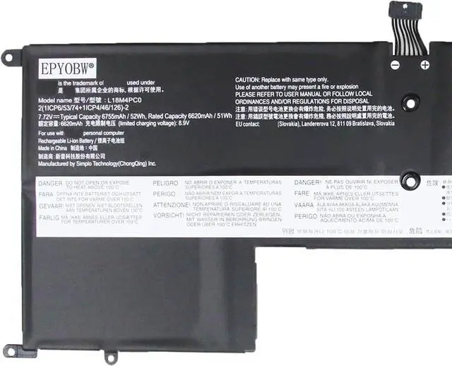 Alt view image 2 of 4 - L18M4PC0 Laptop Battery 54Wh 6755mAh 4-Cell 7.72V Compatible with Lenovo Yoga S940-14IWL 81Q7 / Yoga S940-14IIL 81Q8 / IdeaPad S940-14IWL 81R0 / IdeaPad S940-14IIL 81R1 Series L18C4PC0