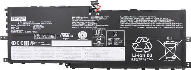 Main image of L17M4P73 Laptop Battery 54Wh 3520mAh 4-Cell 15.36V Compatible with Lenovo ThinkPad X1 Yoga 3rd Gen 20LD 20LE 20LF 20LG Series L17C4P71 L17M4P71 02DL003 01AV475 01AV474 01AV499