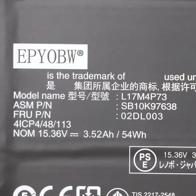 Alt view image 2 of 4 - L17M4P73 Laptop Battery 54Wh 3520mAh 4-Cell 15.36V Compatible with Lenovo ThinkPad X1 Yoga 3rd Gen 20LD 20LE 20LF 20LG Series L17C4P71 L17M4P71 02DL003 01AV475 01AV474 01AV499