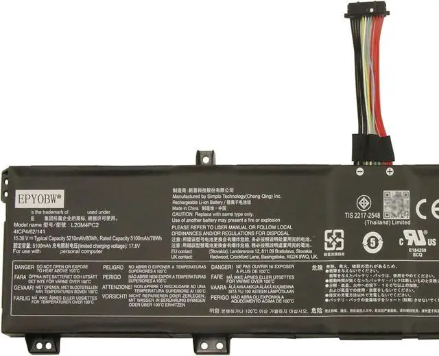 Alt view image 2 of 4 - L20M4PC2 Laptop Battery 80Wh 5210mAh 4-Cell 15.36V Compatible with Lenovo Legion 5-17ITH6H 82JM / Legion 5-17ITH6 82JN / Legion 5-17ACH6H 82JY / Legion 5-17ACH6 82K0 Series L20C4PC2