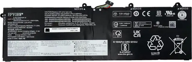 Main image of L20L4PD3 Laptop Battery 71Wh 4622mAh 4-Cell 15.36V Compatible with Lenovo Legion S7-15ACH6 S7-16IAH7 S7-16ARHA7 / ThinkBook 16p G2 ACH 20YM / ThinkBook 16p G3 ARH 21EK Series L20M4PD3