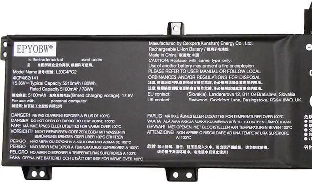 Alt view image 2 of 4 - L20C4PC2 Laptop Battery 80Wh 5210mAh 4-Cell 15.36V Compatible with Lenovo Legion 5-17ITH6H 82JM / Legion 5-17ITH6 82JN / Legion 5-17ACH6H 82JY / Legion 5-17ACH6 82K0 Series L20M4PC2