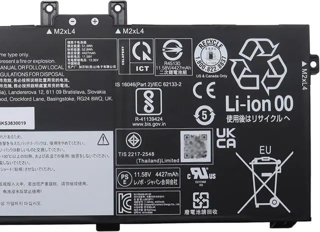 Alt view image 3 of 5 - L20C3P71 Laptop Battery 52.8Wh 4560mAh 3-Cell 11.58V Compatible with Lenovo ThinkPad X13 Yoga Gen 2 20W8 / ThinkPad X13 Yoga Gen 3 21AW / ThinkPad P16 Gen 1 21D6 Series L20L3P71 L20M3P71