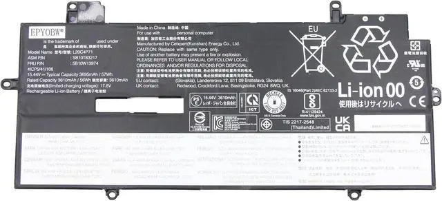 Main image of L20C4P71 Laptop Battery 57Wh 4-Cell Compatible with Lenovo ThinkPad X1 Carbon 9th Gen 10th Gen 11th Gen/ThinkPad X1 Yoga 6th Gen 7th Gen 8th Gen Series L20M4P71 L20D4P71 L20L4P71