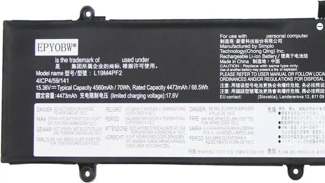 Alt view image 2 of 4 - L19M4PF2 Laptop Battery 70Wh 4-Cell 15.36V Compatible with Lenovo ideapad Yoga Slim 7-15IMH05 82AB / ideapad Slim 7-15IMH05 82AE / ideapad Yoga Creator 7-15IMH05 82DS Series L19C4PF2