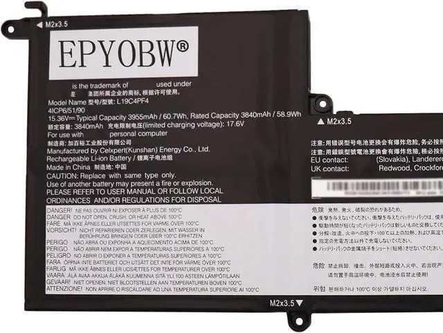 Alt view image 2 of 4 - L19C4PF4 Laptop Battery 60.7Wh 4-Cell Compatible with Lenovo ideapad Yoga Slim 7-14IIL05 7-14ARE05 7-14ITL05 / ideapad Slim 7-14IIL05 7-14ARE05 7-14ITL05 Series L19M4PF4 L19D4PF4