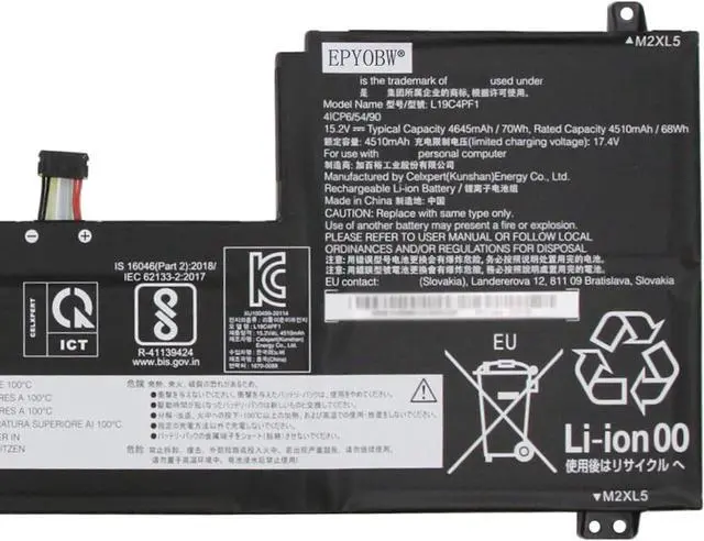 Alt view image 4 of 6 - L19C4PF1 Laptop Battery 70Wh 4-Cell Compatible with Lenovo Ideapad 5-15IIL05 5-15ARE05 5-15ITL05 5-15ALC05 Series L19M4PF1 L19L4PF1