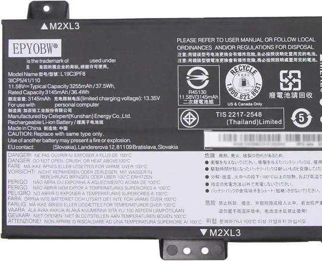 Alt view image 2 of 4 - L19C3PF8 Laptop Battery 37.5Wh 3255mAh 3-Cell 11.58V Compatible with Lenovo ideapad Flex 3-11IGL05 82B2 / ideapad Flex 3-11ADA05 82G4 Series L19M3PF8