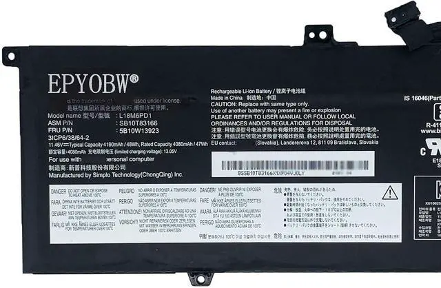 Alt view image 2 of 5 - L18M6PD1 Laptop Battery 48Wh Compatible with Lenovo ThinkPad X390 20Q0 20Q1 20SC 20SD / ThinkPad X395 20NL 20NM / ThinkPad X13 20T2 20T3 20UF 20UG Series L18D6PD1 L18C6PD1 L18M6PD2