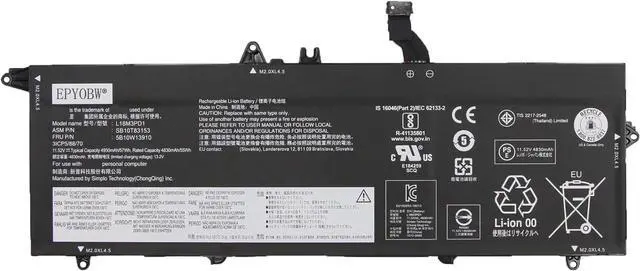 Main image of L18M3PD1 Laptop Battery 57Wh 3-Cell Compatible with Lenovo ThinkPad T14S 20T0 20T1 / ThinkPad T490S 20NX 20NY / ThinkPad T495S 20QJ 20QK Series L18L3PD1 L18M3PD2 L18C3PD1 L18C3PD2