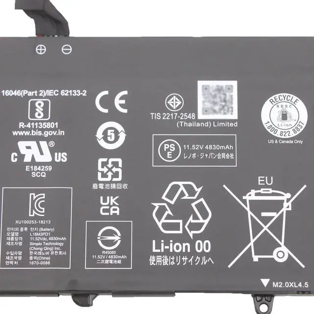 Alt view image 3 of 4 - L18M3PD1 Laptop Battery 57Wh 3-Cell Compatible with Lenovo ThinkPad T14S 20T0 20T1 / ThinkPad T490S 20NX 20NY / ThinkPad T495S 20QJ 20QK Series L18L3PD1 L18M3PD2 L18C3PD1 L18C3PD2
