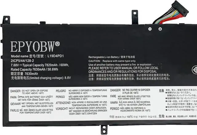 Alt view image 2 of 5 - L19D4PD1 Laptop Battery 60Wh 7820mAh 4-Cell 7.68V Compatible with Lenovo ideapad Yoga 6-13ARE05 82FN 6-13ALC6 82ND / Yoga C640-13IML LTE 81XL / Yoga C640-13IML 81UE Series L19C4PD1