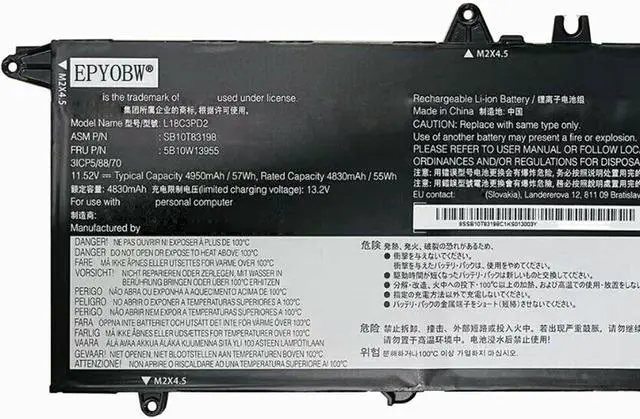 Alt view image 2 of 5 - L18C3PD2 Laptop Battery 57Wh Compatible with Lenovo ThinkPad T14S T490S T495S Series L18L3PD1 L18M3PD1 L18M3PD2 L18C3PD1 SB10T83198 SB10K97651 SB10K97652 SB10K97653 SB10K97654 SB10T83123