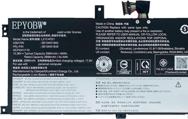 Alt view image 3 of 6 - L21C4PG1 Laptop Battery 46Wh 4-Cell Compatible with Lenovo ThinkPad L13 Gen 3 / ThinkPad L13 Gen 4 / ThinkPad L13 Yoga Gen 3 / ThinkPad L13 Yoga Gen 4 Series L21D4PG1 L21L4PG1 L21M4PG1