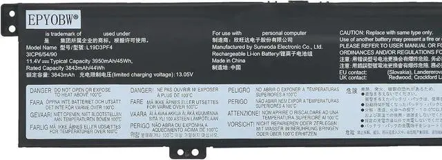 Alt view image 2 of 5 - L19D3PF4 L19M3PF7 Laptop Battery 45Wh 3950mAh 3-Cell 11.4V Compatible with Lenovo Ideapad Gaming 3-15IMH05 / Gaming 3-15ARH05 / Creator 5-15IMH05 Series L19L3PF3