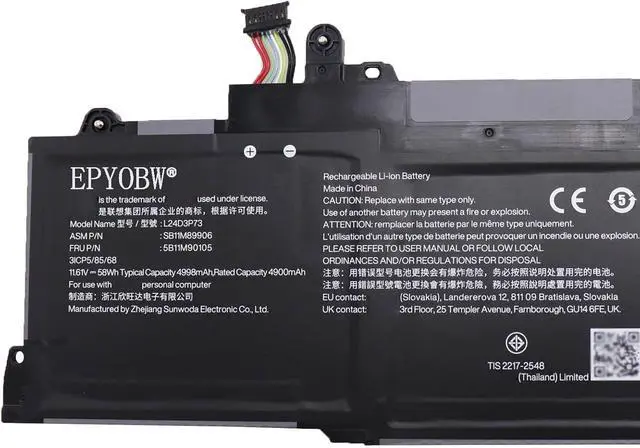 Alt view image 2 of 4 - L24D3P73 Battery 58Wh 4998mAh 11.61V Compatible with Lenovo ThinkPad T14s Gen 6 Series SB11M89906 5B11M90105 SB11M89908 5B11M90107 SB11M89907 5B11M90106 SB11M89909 5B11M90108