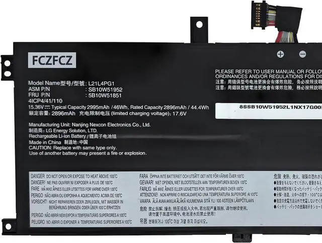 Alt view image 2 of 5 - L21L4PG1 Battery 46Wh Replacement for Lenovo ThinkPad L13 Gen3 / L13 Yoga Gen3 / L13 Gen4 / L13 Yoga Gen4 Series 5B11H56337 5B11H56426 5B10W51851 L21C4PG1 L21D4PG1 L21M4PG1 15.36V