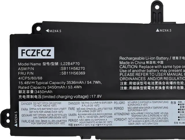 Alt view image 2 of 5 - L22B4P70 Battery 54.7Wh 3536mAh Replacement for Lenovo ThinkPad X13 X13 Yoga Gen 4/2-in-1 Gen 5 Series SB11H56270 SB11M89852 L22M4P70 L22C4P70 L22D4P70 15.48V 4-Cell