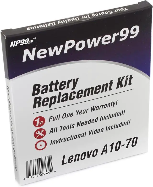 Main image of NP99sp NewPower99 Battery Kit Compatible with Lenovo A10-70 with Tools, How-to Video, Long Life Battery