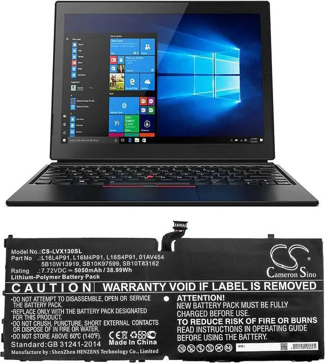 Alt view image 3 of 5 - Replacement Battery Compatible with Lenovo ThinkPad X1 3rd, Part Number: 01AV454, 5B10W13919, L16L4P91, L16M4P91, L16S4P91, SB10K97599, SB10T83162 5050mAh/7.72V
