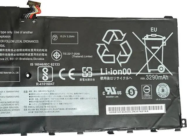 Alt view image 3 of 5 - 00HW028 Battery 52Wh 3440mAh Replacement for Lenovo ThinkPad X1 Carbon 4th Gen / X1 Yoga 1st 2nd Gen Series SB10F46466 00HW029 SB10F46467 01AV438 01AV439 01AV409 01AV440 01AV458 01AV410 15.2V