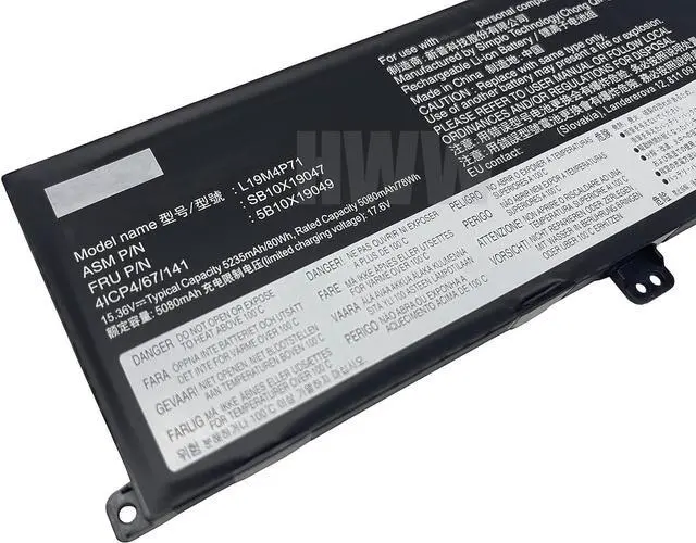 Alt view image 2 of 4 - HWW New 15.36V 80Wh 5235mAh L19M4P71 Battery Replacement for Lenovo ThinkPad X1 Extreme P1 3rd Gen L19C4P71 SB10X19047 5B10X19049 SB10X19048 5B10X19050 Series