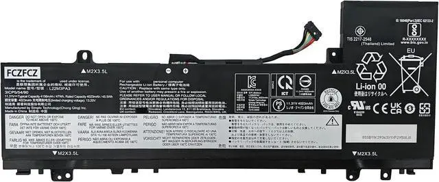 Main image of L22M3PA3 Battery 47Wh 4156mAh Replacement for Lenovo IdeaPad Slim 5-14IRL8 Slim 5-14ABR8 Slim 5-16ABR8 Series SB11K39363 SB11N45424 L22C3PA3 L22C3PA4 L22L3PA4 L22M3PA4 L22B3PA4 11.31V 3-Cell