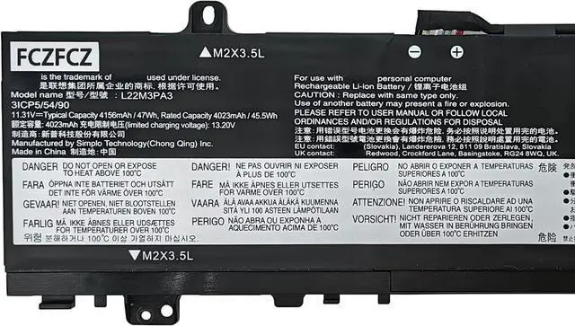 Alt view image 3 of 6 - L22M3PA3 Battery 47Wh 4156mAh Replacement for Lenovo IdeaPad Slim 5-14IRL8 Slim 5-14ABR8 Slim 5-16ABR8 Series SB11K39363 SB11N45424 L22C3PA3 L22C3PA4 L22L3PA4 L22M3PA4 L22B3PA4 11.31V 3-Cell