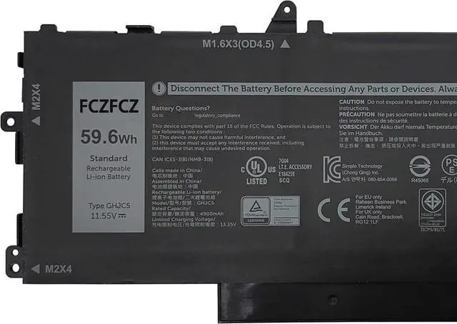 Alt view image 3 of 6 - GHJC5 Battery Replacement for Dell Dell Latitude 9420 9430 / Latitude 9420 2-in-1 / Latitude 9430 2-in-1 Series 3VV58 0JJ4XT 0VTH85 06VJ1F 11.55V 59.6Wh 4900mAh 3-Cells (Short Wire Harness)