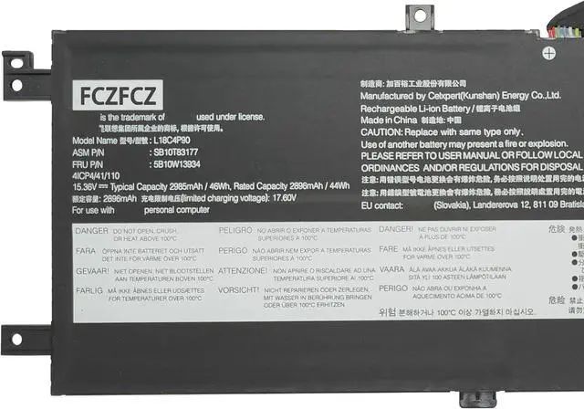 Alt view image 2 of 5 - L18C4P90 Battery 46Wh Replacement for Lenovo ThinkPad L13 L13 Gen2 L13 Yoga L13 Yoga Gen2 Series 5B10W13934 SB10T83120 02DL031 L18D4P90 L18M4P90 15.36V