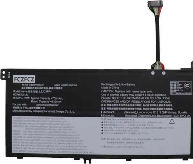 Alt view image 3 of 5 - L22C4PF4 Long Cable Battery 73Wh 4705mAh Replacement for Lenovo Yoga Pro 7-14APH8 7-14IRH8 7-14AHP9 7-14IMH9 / Slim Pro 7-14APH8 7-14ARP8 Series SB11N45331 5B11N45337 L22D4PF4 L22M4PF4 15.52V
