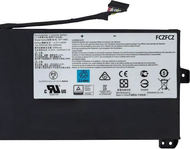 Alt view image 3 of 5 - BTY-M48 Battery 50Wh 3390mAh Replacement for MSI PS42 Modern 8RA 8RC 8MO/ 14 A10M-451XFR 616FR 625FR / Prestige PS42 8RB / MECHREVO S1 S1-C1 S1-01 Series 15.2V